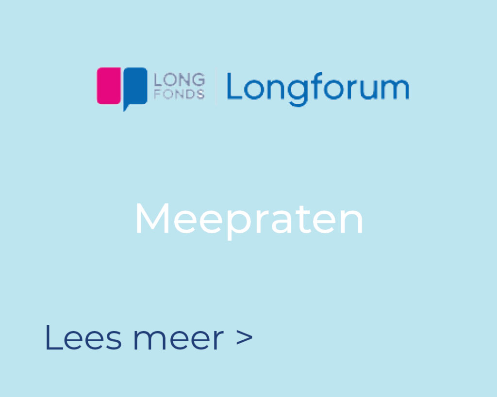 Deze afbeelding is een button naar het Longforum vanuit het Longfonds. Het Longforum is dé online gemeenschap voor mensen met een longziekte, naasten en zorgverleners.